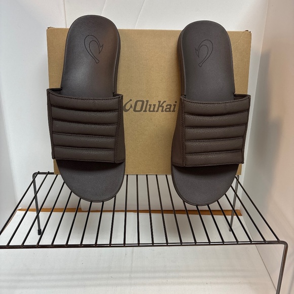 Men’s Olukia Maha ‘Olympic Dk Wood Brown Slides 11 - Picture 1 of 5